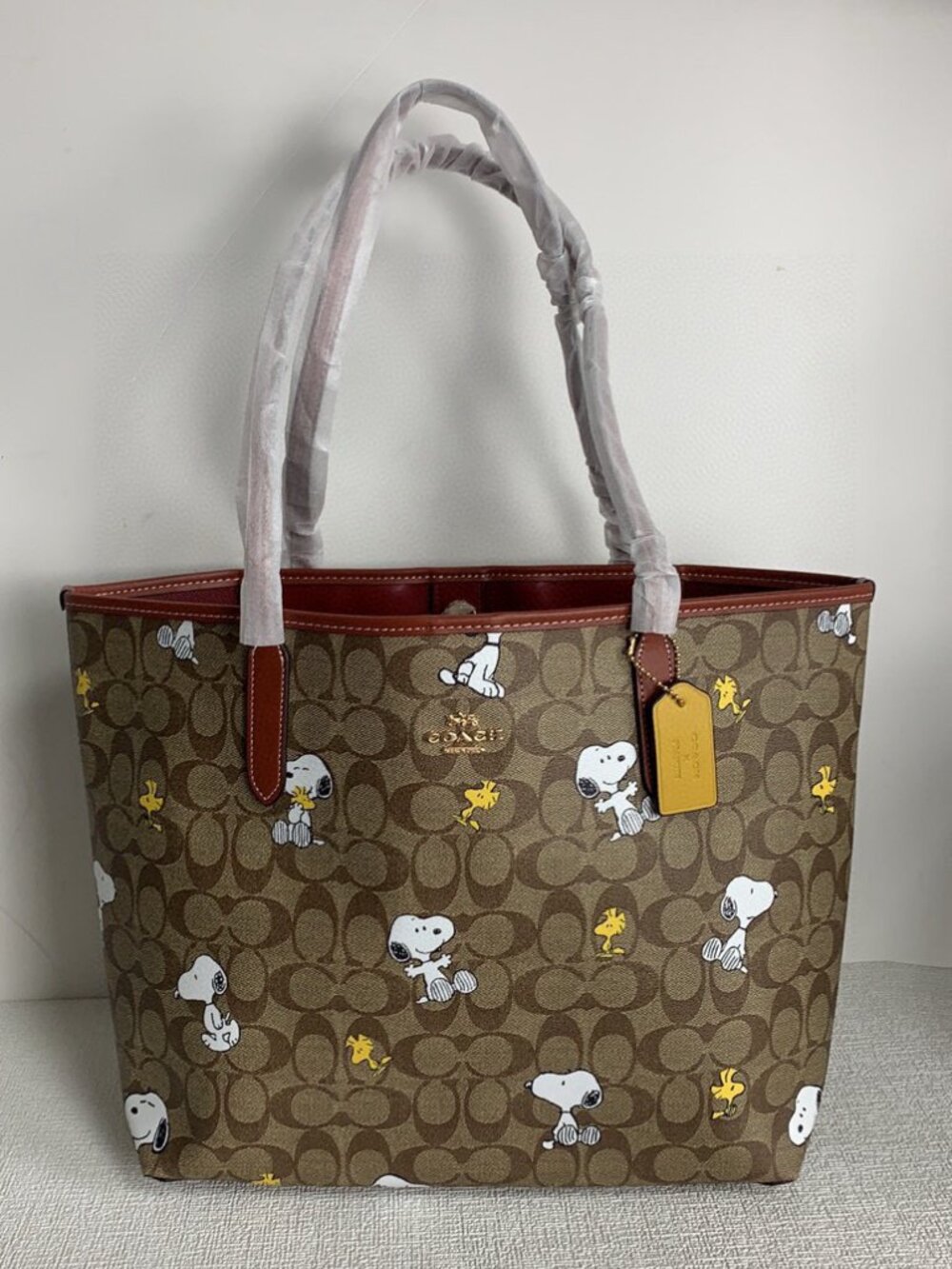 Coach Brown Tote with Snoopy Design - Picture 2 of 9